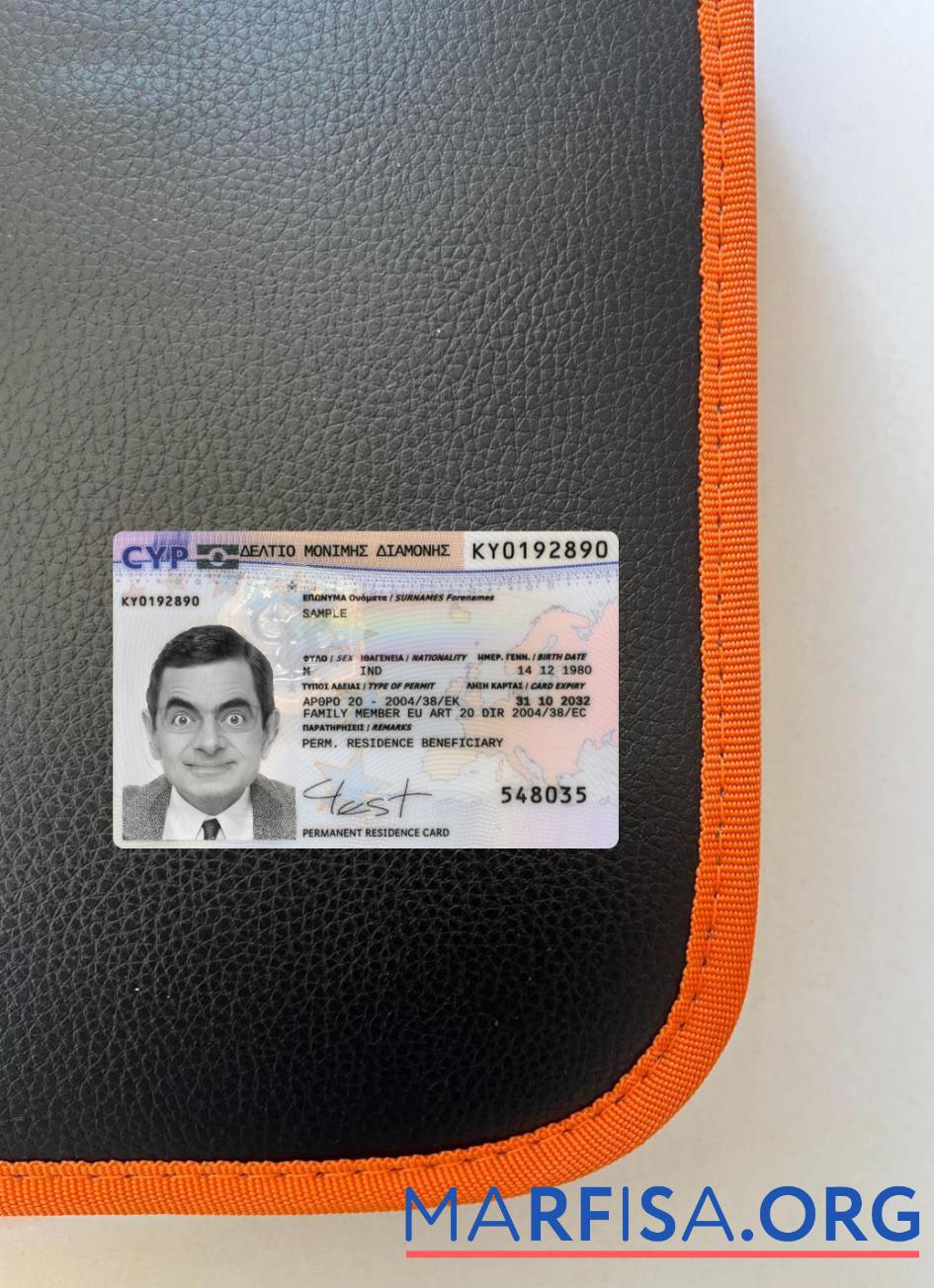 Realistic Cyprus residence permit 2022 present photolook front template